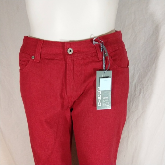 Chico's 2.5 Red Jeans Platinum Modern NWT - 1 spot - Picture 6 of 8